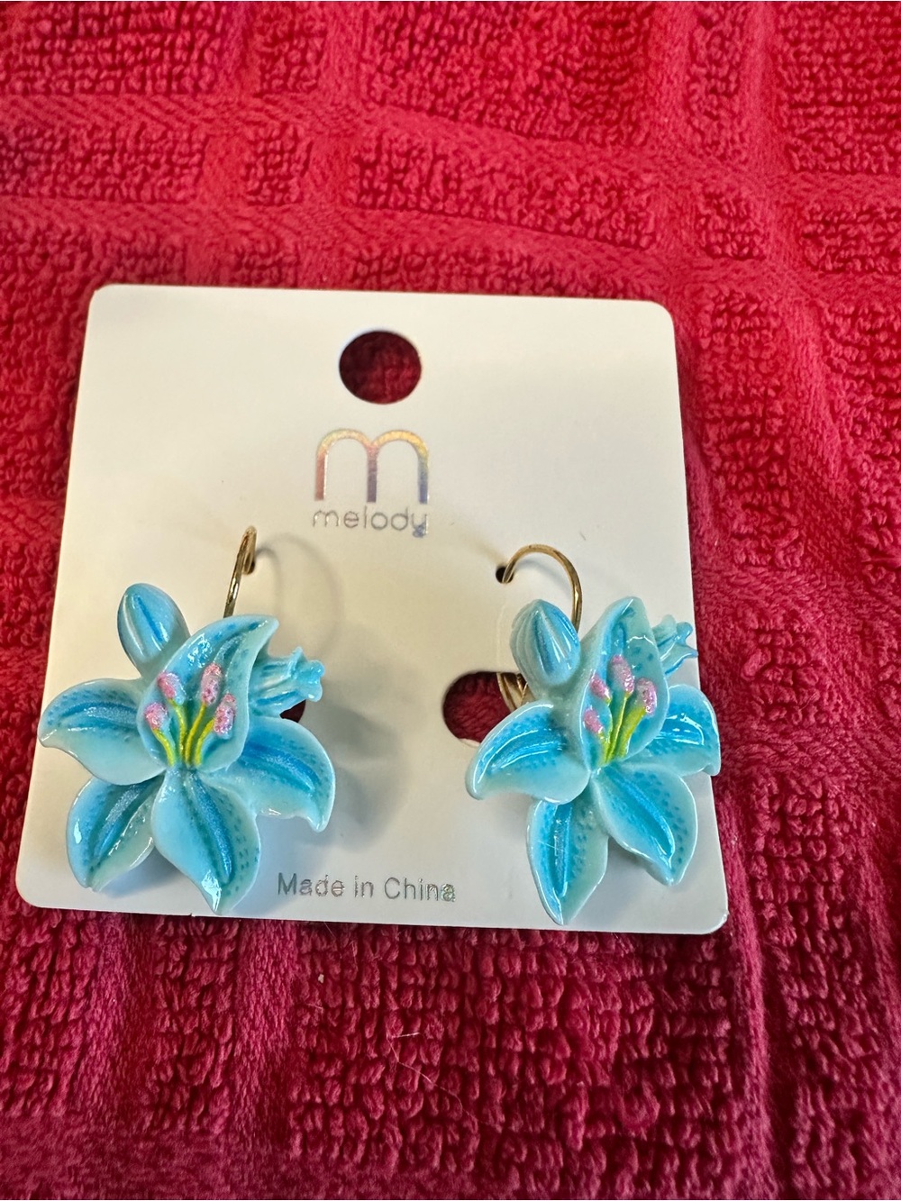 Melody Blue Floral Drop Earrings - Blue Flower Design